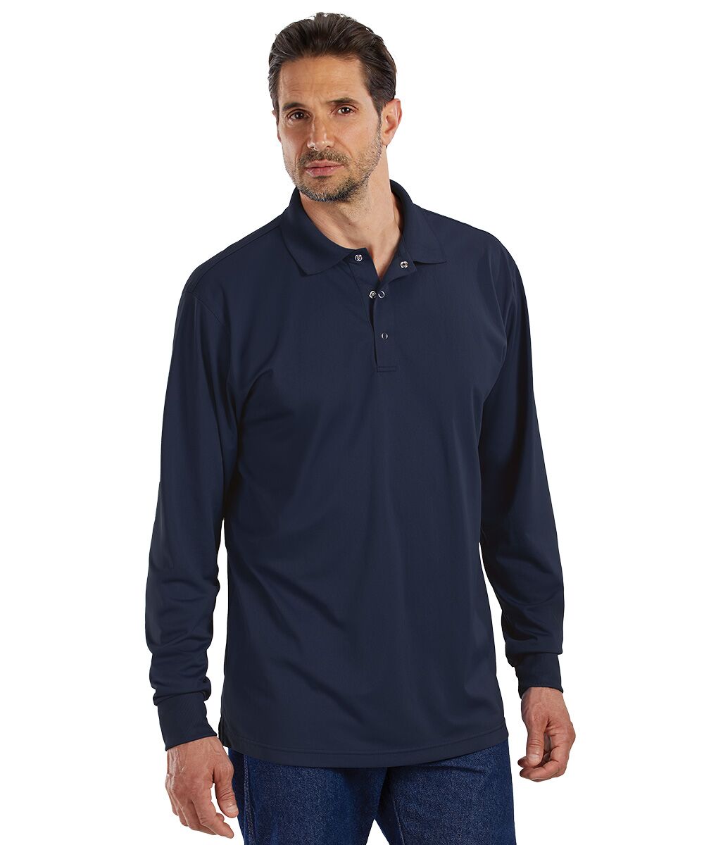 UniSport® Long Sleeve Micro Piqué Gripper-Snap Polos | UniFirst