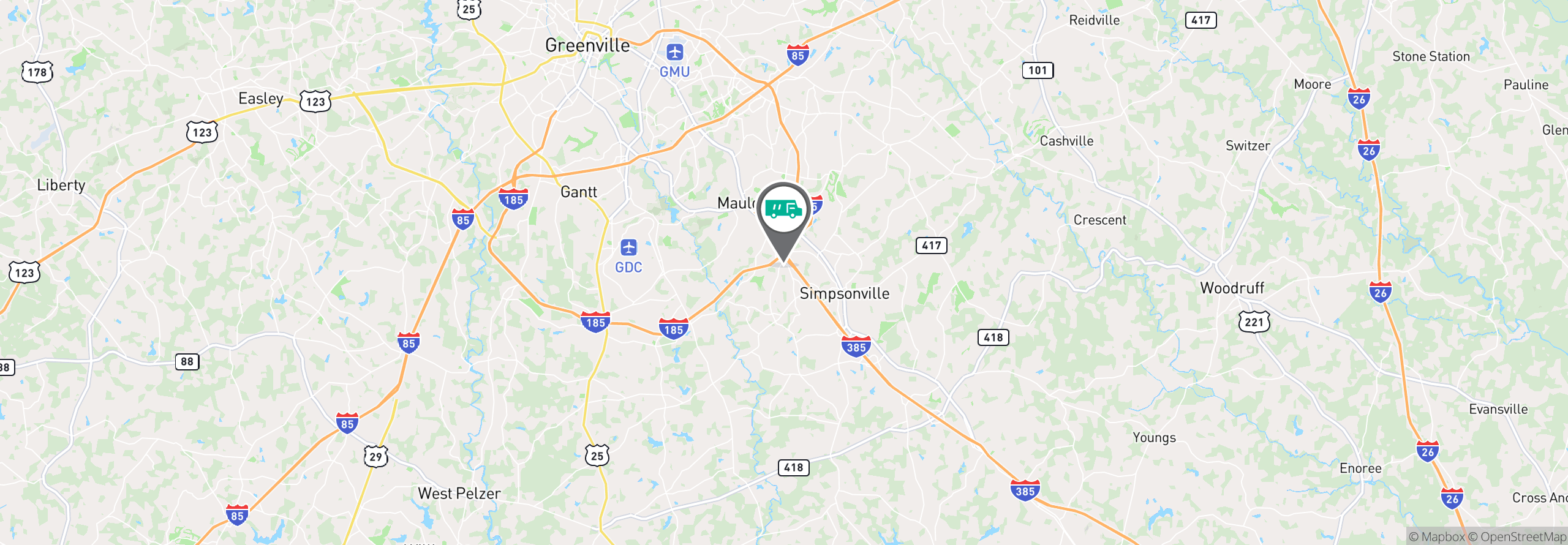 Map Image For greenville sc facility services