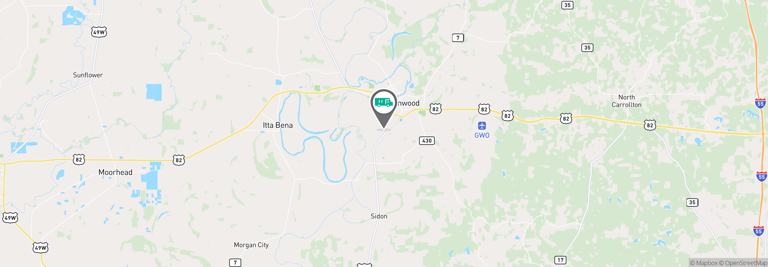Map Image For greenwood ms uniforms