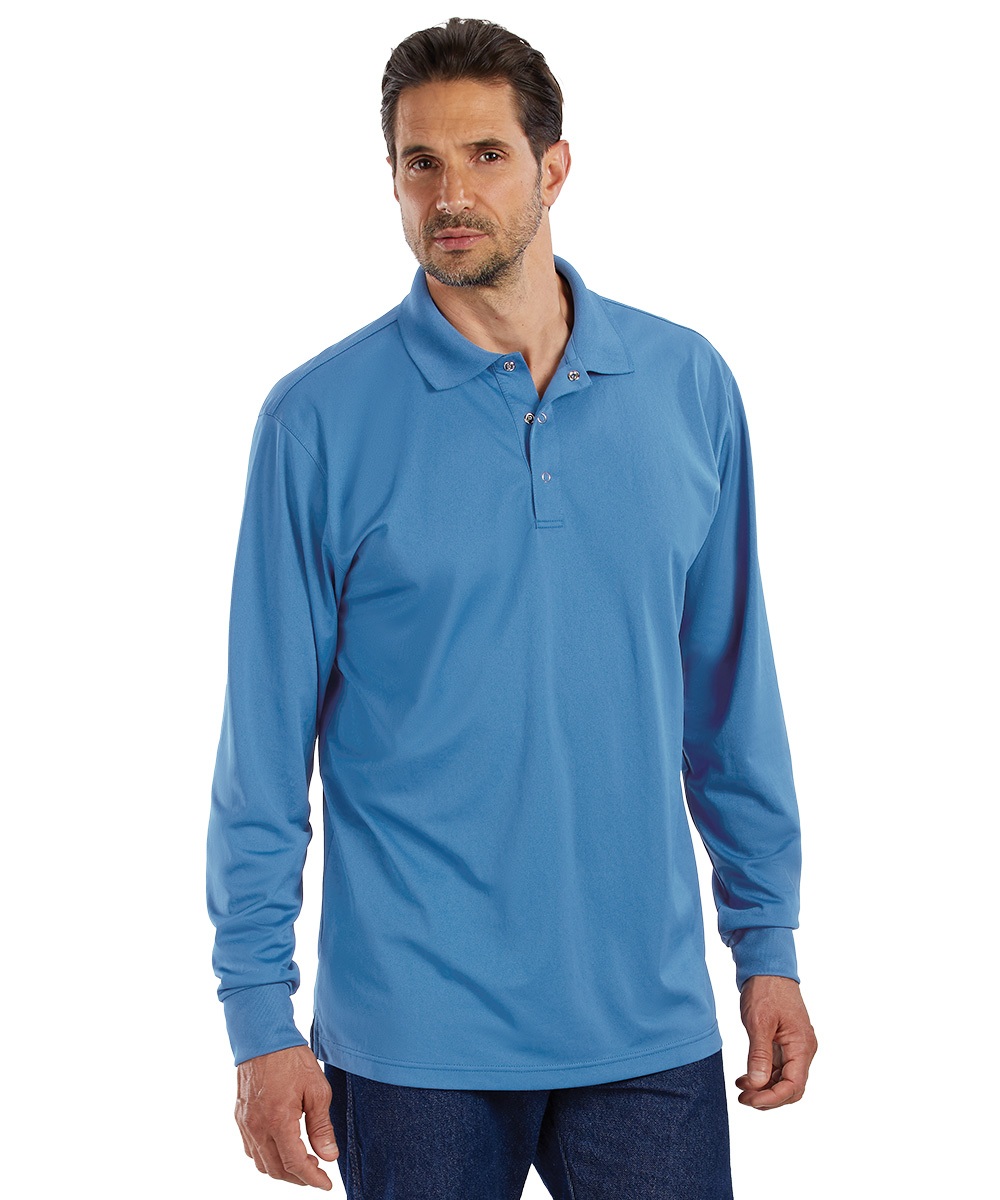 UniSport® Long Sleeve Micro Piqué Gripper-Snap Polos | UniFirst