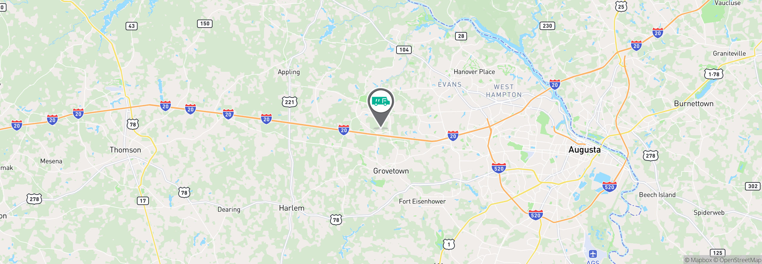 Map Image For augusta ga uniforms