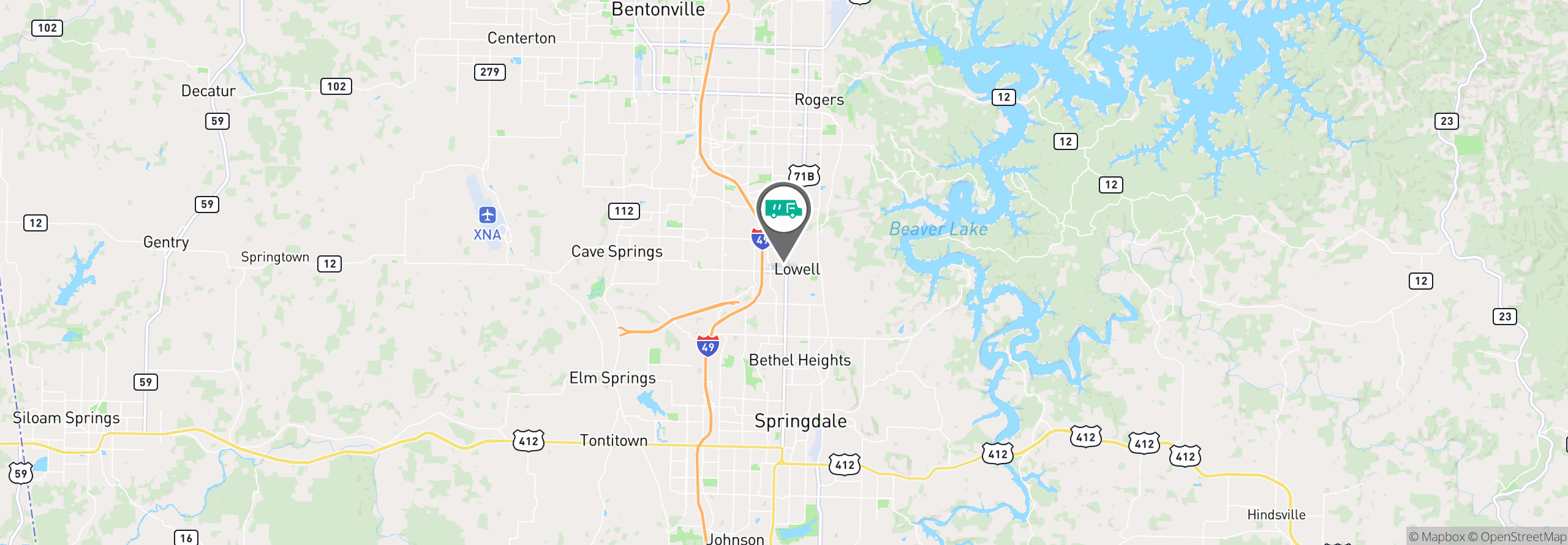 Map Image For lowell ar facility services