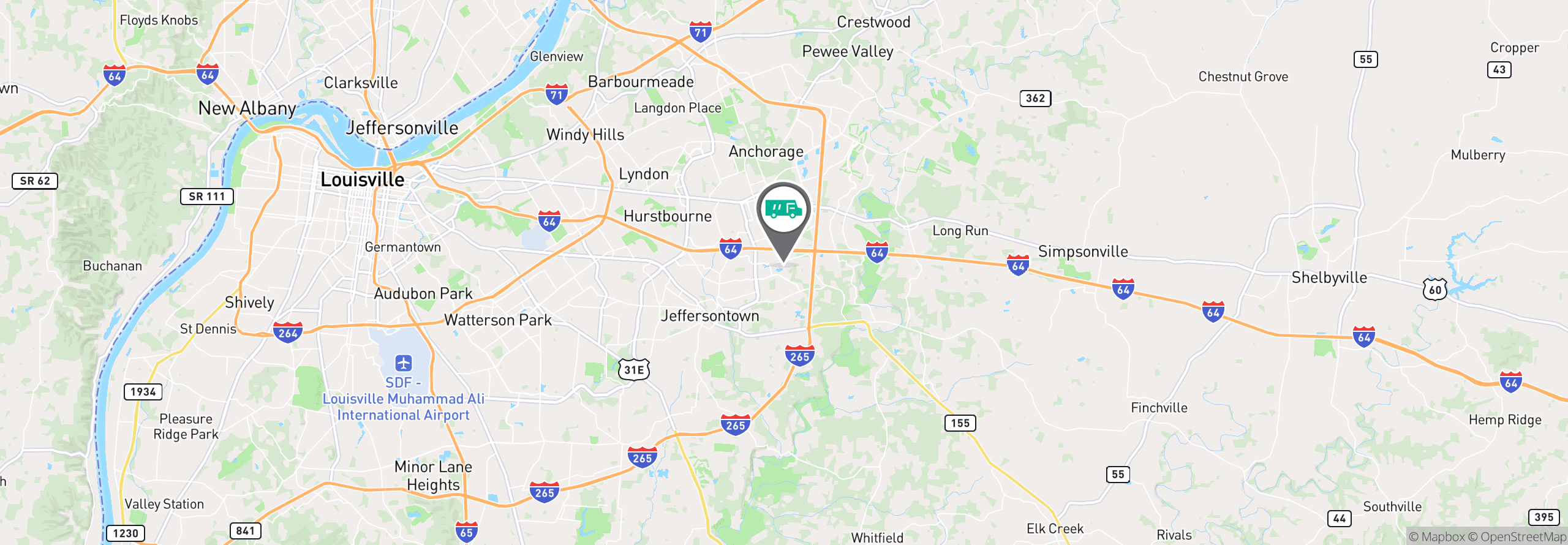 Map Image For louisville ky facility services